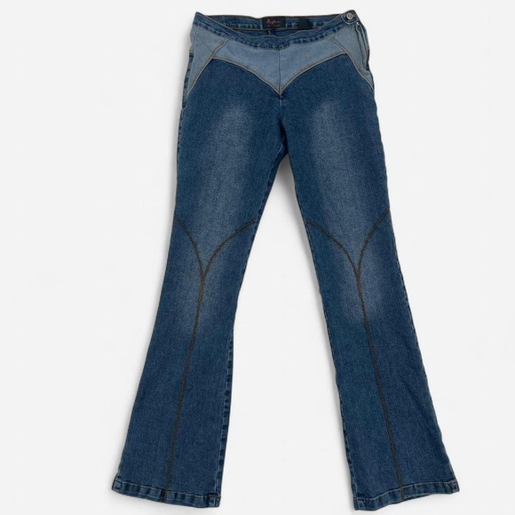 Denim - Y2K Vintage 70's Styled Jeans with Embroidered Design